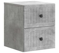 Wall-Mounted Bedside Cabinet Concrete Grey Engineered Wood 33x34.5x40cm 4-Drawer