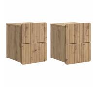 vidaXL Wall-Mounted Bedside Cabinet with Drawer 2 pcs High Gloss White