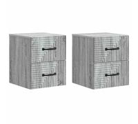vidaXL Wall-Mounted Bedside Cabinet 2 pcs Old Wood 34.5 x 33 x 40 cm