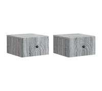 Wall-Mounted Bedside Cabinet Grey Sonoma 33x34.5x20cm Engineered Wood 2pc Modern