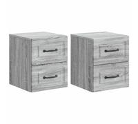 Wall-Mounted Bedside Cabinet Grey Sonoma 34.5x33x40cm Engineered Wood 2-Drawers