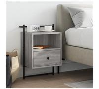 Wall-mounted Bedside Cabinet Grey Sonoma 40x30x61cm Floating Drawer Unit Hidden
