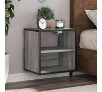 Wall-mounted Bedside Cabinet Grey Sonoma 40x31x39.5 cm Engineered Wood/Metal 2pc