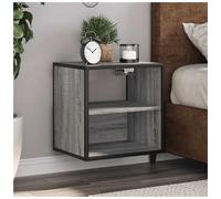 Wall-mounted bedside cabinet Grey Sonoma 40x31x39.5cm Engineered Wood MetalFrame