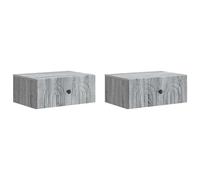 Wall-Mounted Bedside Cabinet Grey Sonoma 49x34.5x20cm Engineered Wood 2-Drawer.