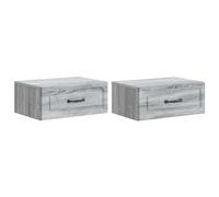 Wall-Mounted Bedside Cabinet Grey Sonoma 49x34.5x20cm Engineered Wood 2-Drawers