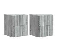 Wall-Mounted Bedside Cabinet Grey Sonoma Eng Wood 33x34.5x40cm 4-Drawer 2pcs set
