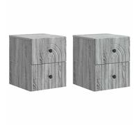 Wall-Mounted Bedside Cabinet Grey Sonoma Engineered Wood 33x34.5x40cm 4-Drawers