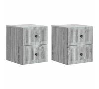 Wall-Mounted Bedside Cabinet Grey Sonoma Engineered Wood 33x34.5x40cm 4-Drawers