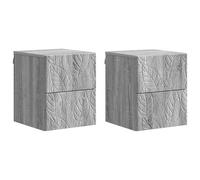 Wall-Mounted Bedside Cabinet Grey Sonoma Engineered Wood 34.5x33x40cm 2pc Modern