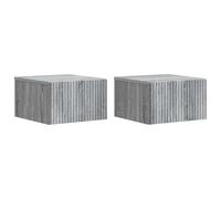 Wall-Mounted Bedside Cabinet Grey Sonoma Engineered Wooden 33x34.5x20cm 2-Drawer