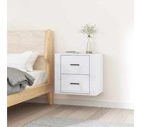 Vidaxl Wall-mounted Bedside Cabinet High Gloss White 50X36X47 Cm, White