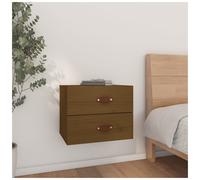 Wall-mounted bedside cabinet honey brown 50x36x40 cm solid pinewood with storage