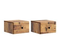 Wall-Mounted Bedside Cabinet Old Wood 34.5x33x20cm Engineered Wood 2-Drawer Set