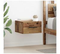 Wall-mounted bedside cabinet Old wood 35x35x20cm Engineered wood Drawer floating
