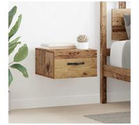 Wall-mounted bedside cabinet Old wood 35x35x20cm Engineered wood Drawer Metal D