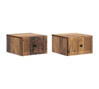 Wall-Mounted Bedside Cabinet Old wood Engineered wood 33x34.5x20cm 2-Drawer Pair