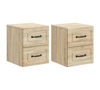 Wall-mounted bedside cabinet set of 2 Sonoma oak 34.5x33x40cm Engineered wood.