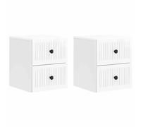 Wall-Mounted Bedside Cabinet Set of 2pcs High Gloss White Eng. Wood 33x34.5x40cm
