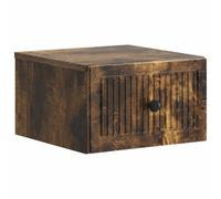 Wall-Mounted Bedside Cabinet Smoked Oak 33x34.5x20cm Eng. Wood 1-Drawer Compact