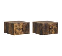 Wall-Mounted Bedside Cabinet Smoked Oak 33x34.5x20cm Engineered Wood 2-Drawer PK