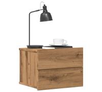 Wall-mounted Bedside Cabinet Smoked Oak 40x30x30cm Engineered Wood 2-DrawerSlim