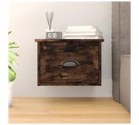 Wall-mounted bedside cabinet Smoked Oak 41.5x36x28cm Engineered Wood Drawer Slim