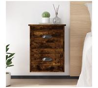 Wall-mounted bedside cabinet Smoked Oak 41.5x36x53cm 2drawer Engineered Wood DIY