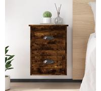 Wall-mounted Bedside Cabinet Smoked Oak Engineered Wood 41.5x36x53cm 2-Drawer UK
