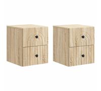 Wall-Mounted Bedside Cabinet Sonoma Oak 33x34.5x40cm Engineered Wood 4-Drawer2pc