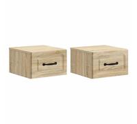 Wall-Mounted Bedside Cabinet Sonoma Oak 34.5x33x20cm Engineered Wood 2pcs LED x2
