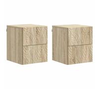 Wall-Mounted Bedside Cabinet Sonoma Oak 34.5x33x40cm Engineered Wood 4 Drawers.