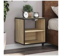 Wall-mounted Bedside Cabinet Sonoma Oak 40x31x39.5cm Engineered Wood Metal Shelf