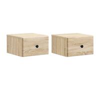 Wall-Mounted Bedside Cabinet Sonoma Oak Engineered Wood 34.5x33x20cm 2-Drawer pc