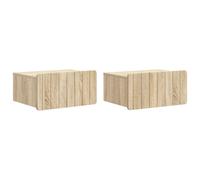Wall-Mounted Bedside Cabinet Sonoma Oak Engineered Wood 49x34.5x24cm 2-Drawers