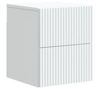 Wall-Mounted Bedside Cabinet White 33x34.5x40cm Engineered Wood 2 Drawer Vintage