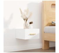 Wall-mounted Bedside Cabinet White 35x35x20 cm Engineered Wood Floating Drawer.