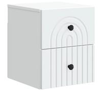 Wall-Mounted Bedside Cabinet White Engineered Wood 33x34.5x40cm 2 Drawers Retro
