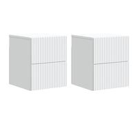 Wall-Mounted Bedside Cabinet White Engineered Wood 33x34.5x40cm 4 Drawers (2pcs)