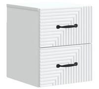 Wall-Mounted Bedside Cabinet White Engineered Wood 34.5x33x40cm 2-Drawer Compact
