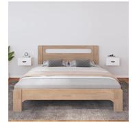 Wall-mounted bedside cabinet White Solid Pinewood 40x29.5x22 cm Floating Shelf