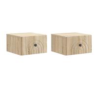 Wall-Mounted Bedside Cabinet Grey Sonoma 33x34.5x20cm Engineered Wood 2pc Modern