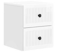 Wall-Mounted Bedside Cabinet Black Engineered Wood 33x34.5x40cm 2-Drawer Storage