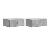 vidaXL Wall-Mounted Bedside Cabinet 2 pcs Black 49 x 34.5 x 20 cm