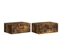 vidaXL Wall-Mounted Bedside Cabinet 2 pcs Old Wood 49 x 34.5 x 20 cm