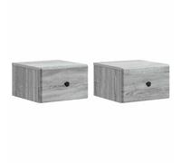 vidaXL Wall-Mounted Bedside Cabinet with Drawer 2 pcs High Gloss White