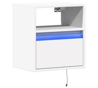 vidaXL Wall-mounted Bedside Cabinet with LED Lights Floating Bed Cabinet White