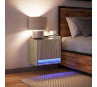 Wall-mounted Bedside Cabinet with LED Lights Floating Multi Colours vidaXL