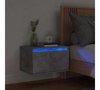 Wall-mounted Bedside Cabinet with LED Lights Side Table Engineered Wood vidaXL