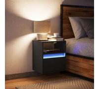 Wall-mounted Bedside Cabinet with LED Lights, Floating Nightstand Bed Side Table